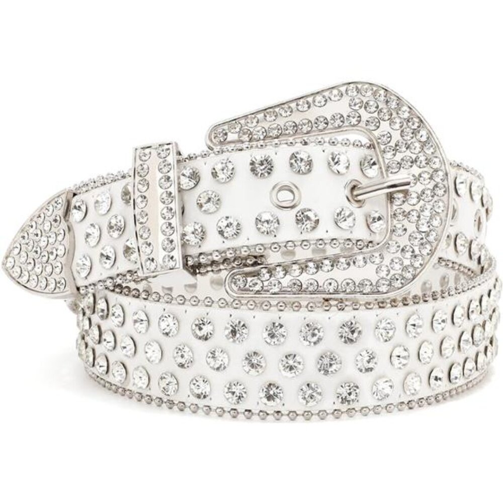 Rhinestone Belt for Men Women Western Cowboy Cowgirl Bling Studded